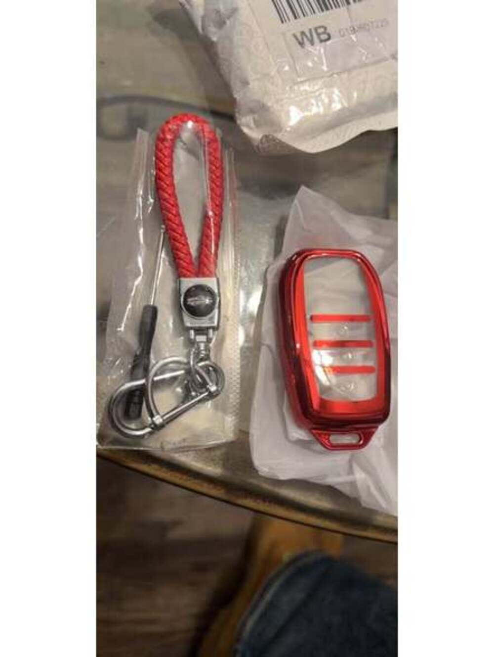 Red Braided Keychain and Red Key Fob Cover